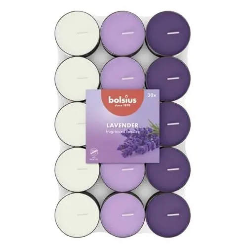 Bolsius Duftteelichter Lavendel - 30 Stück - 3,5 Stunden Brenndauer - Vegan und Palmölfrei