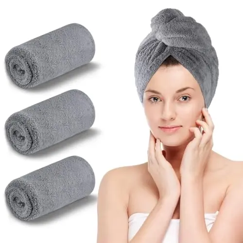 KinHwa Haarturban Mikrofaser 3er Set - Schnelltrocknend, super saugfähig und weich für lange Haare