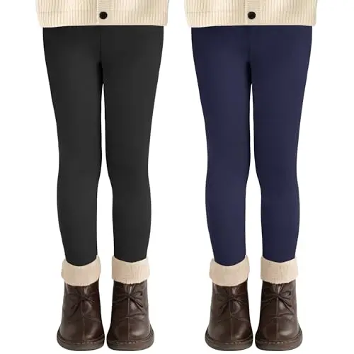 AMIYOYO 2er Pack Mädchen Leggings, Hochwaist, Elastisch, Bequem, für Fitness, Tanz und Alltag, Kinder