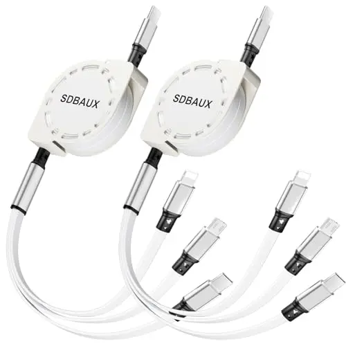 SDBAUX 3in1 USB C Multi-Ladekabel, Aufrollbar für Samsung, iPhone, Google, LG