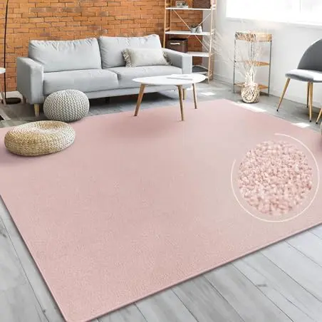 Teppich modern einfarbig in Pastellrosa, Größe: 120x170 cm