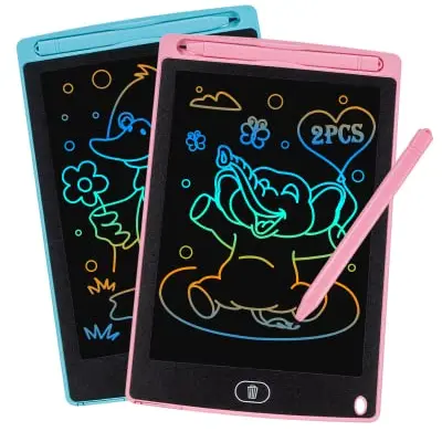2er Set LCD Schreibtafel 8,5 Zoll für Kinder - Umweltfreundliches Lernspielzeug Geschenk für Mädchen 3-6 Jahre