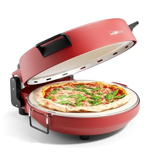 Clatronic Pizzaofen für perfekte italienische Pizzen in 5 Min. mit Pizzastein Ø32 cm | elektrisch bis 350°C