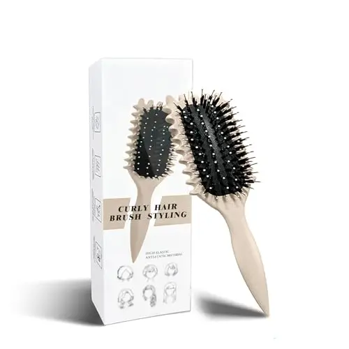 Lockenbürste für definierte Locken, Stylingbürste für Männer und Frauen, Beige, 24 cm