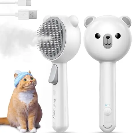 FEELNEEDY Katzenbürste mit Dampf, Furminator für Katzen und Hunde, USB aufladbar, Sprühfunktion