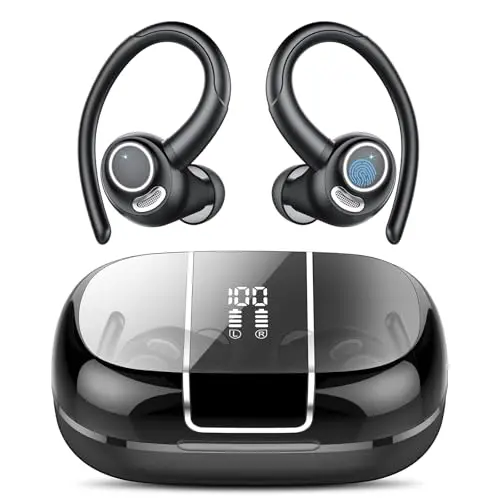 Bluetooth Sport In-Ear Kopfhörer, kabellos mit Ohrbügel, IPX7, 48h Akku, Noise Cancelling, für Laufen & Fitness