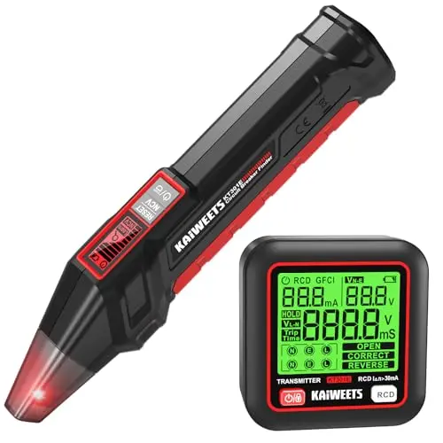 KAIWEETS Sicherungsfinder Set mit LCD, Steckdosentester und LED-Taschenlampe für Elektriker und Heimgebrauch