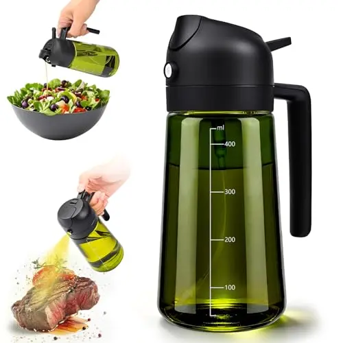 MRUN BONE 2 in 1 Ölsprüher, 470ML Sprühflasche für Öl, ideal zum Kochen und Grillen