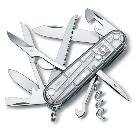 Victorinox Huntsman Schweizer Taschenmesser, Multitool mit 15 Funktionen, Silber