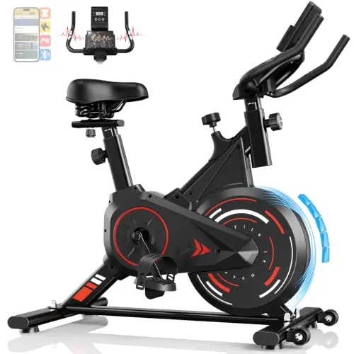Dskeuzeew Heimtrainer Fahrrad mit APP, 0-100% Widerstand & Ergometer-Funktion