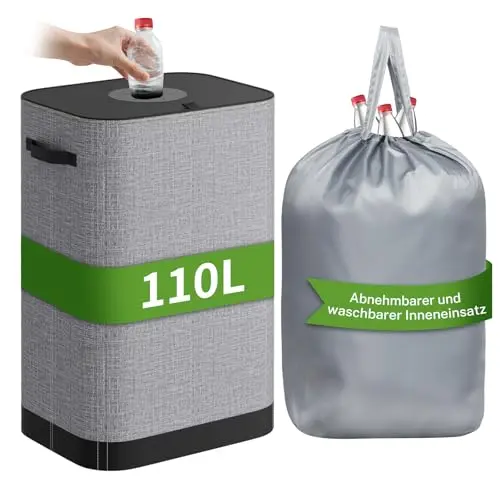 AIUNAOM 110L Flaschensammler mit Deckel - Recyclingbehälter für Küche und Abstellraum