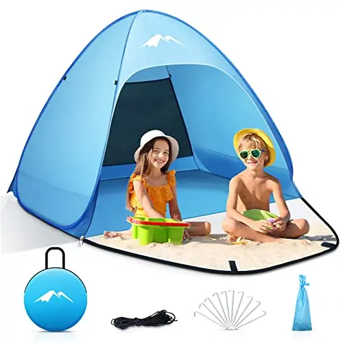 Purebox Pop Up Strandmuschel - UV-Schutz 50+, für 1-4 Personen, leichtes und tragbares Strandzelt