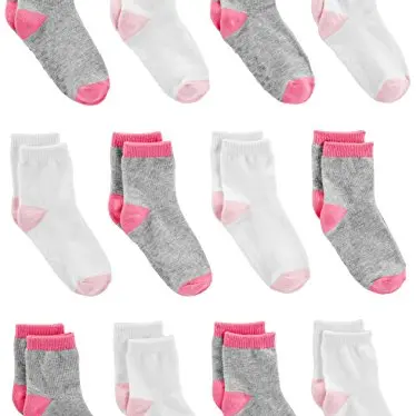 Simple Joys by Carter's 12-Pack Unisex Infant & Toddler Socks, Grau/Rosa/Weiß, 0-6 Monate