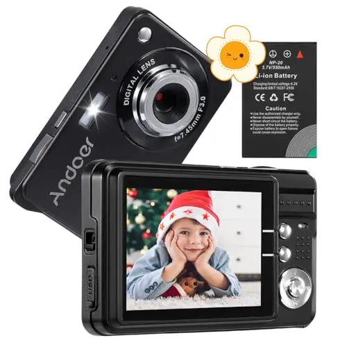 Andoer Digitalkamera 18MP 720P HD Camcorder mit 2 Akkus und 2,7 Zoll LCD - Ideal für Erwachsene und Kinder