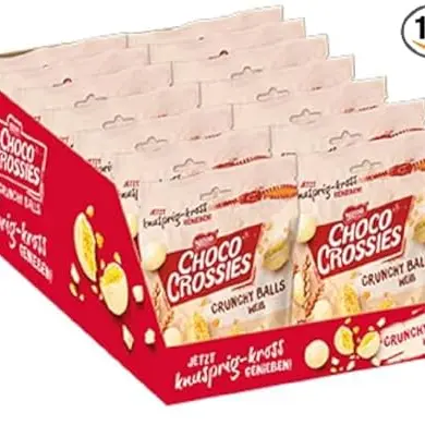 Nestlé CHOCO CROSSIES Weiß – Knusper-Kugeln in weißer Schokolade, 14er Pack (14 x 200g)