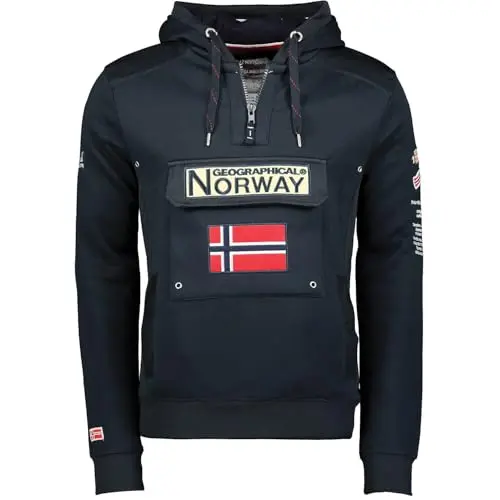 Geographical Norway GYMCLASS Hoodie für Herren - Langarm Sweatshirt mit Kängurutasche (Marineblau, L)