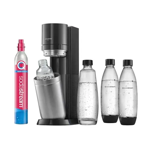 SodaStream DUO Wassersprudler mit CO2-Zylinder & 2 Glas- und Kunststoffflaschen - Farbe: Titan