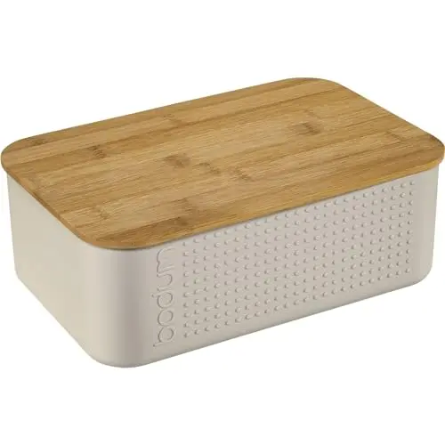Bodum Bistro Brotkasten klein, Kunststoff und Holz, Weiss, 19 x 29 cm
