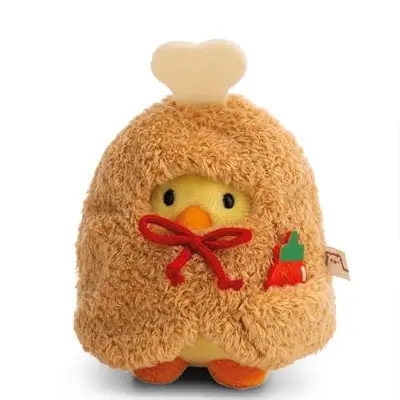 NICI Kuscheltier Küken Tschieps 8cm mit Chilisoße & Hähnchenkeulekostüm in Geschenkbox - gelb, Plüschtier zum Kuscheln & Spielen
