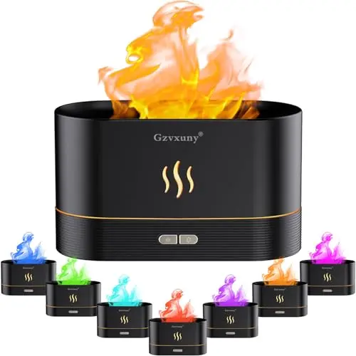 Aroma Diffuser mit 7 Farben Licht, luftbefeuchtend, ideal für Zuhause, Büro oder Yoga - Wasserlose Abschaltautomatik (Schwarz)
