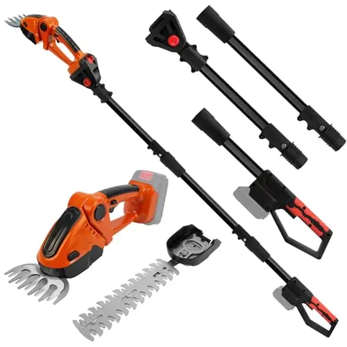 Akku Teleskop Heckenschere 21V mit verstellbarem Stiel und 2 Klingen – ideal für Garten & Hecken, ohne Akku
