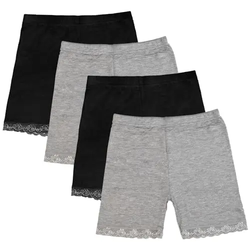 GENTABY Mädchen Unterhose Shorts 4er Pack für 3-4 Jahre - Schwarz und Weiß