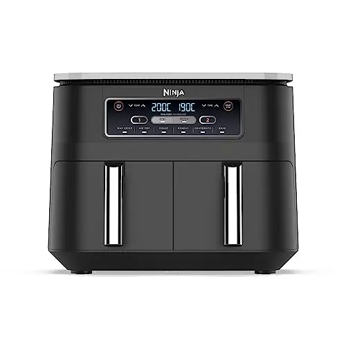 Ninja Foodi Dual Zone Heißluftfritteuse 7,6L, 2 Fächer, Antihaft, 6-in-1, für 4-6 Portionen, Schwarz