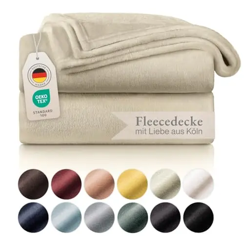 Blumtal flauschige Kuscheldecke 150x200 cm - Beige - Oeko-TEX zertifiziert