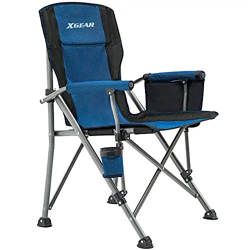 XGEAR Klappstuhl, tragbar mit Getränkehalter und Tasche, für Outdoor, Angeln, Festival, Picknick (blau)