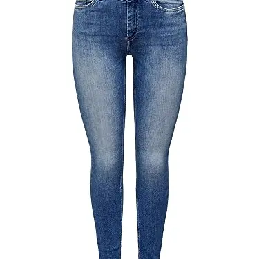 ONLY Damen Jeans ONLBLUSH MID SK ANK RW - Medium Blue Denim, Größe L/30L