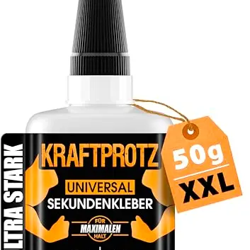 KRAFTPROTZ Sekundenkleber Gel 50g – extra stark, tropffrei, hitze- & wasserfest – ideal für Haushalt, Werkstatt & DIY