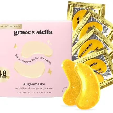 Grace & Stella Augenpads - Reduzieren Augenringe & Tränensäcke, Kühlende Gel-Eyepads [48 Paare, Gold]