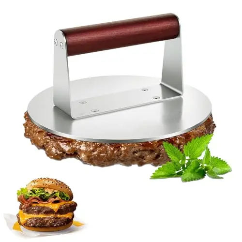 Edelstahl Burgerpresse, 6,3 Zoll - Professioneller Burger Smasher für Grillen und Braten