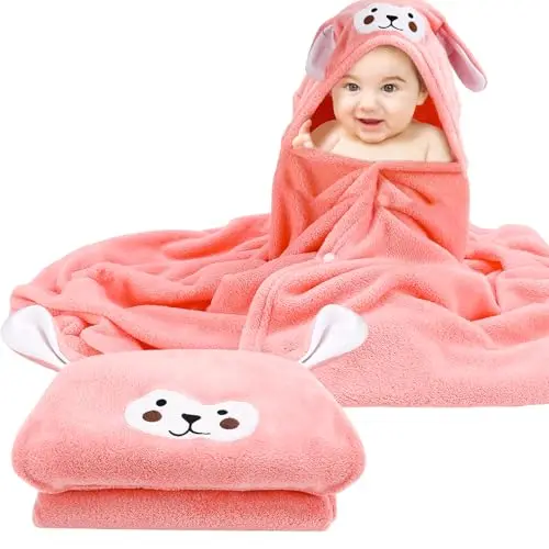 Kaisibum Baby Handtuch mit Kapuze, 70x140 cm - Ideal für Babybaden