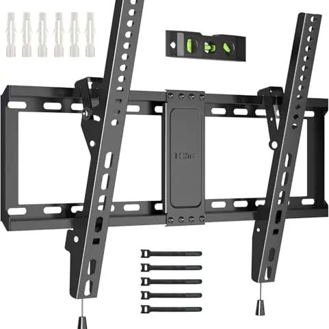 BONTEC Neigbare TV Wandhalterung für 37-82 Zoll Flach & Curved Fernseher, Max 60 kg Kapazität