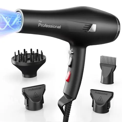 Dekuri Föhn Ionen, Profi Haartrockner mit Diffusor und Stylingdüsen, starke Leistung und 2,5 m Kabel