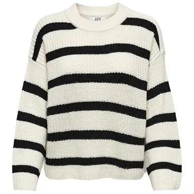 JDY Damen Pullover, gestreift, Farbe: Eggnog, Größe: S