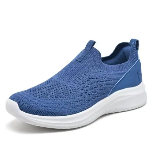TIOSEBON Damen Walking Tennisschuhe, Leichte Mesh Slip-Ons, Bequem, Blau, EU 37