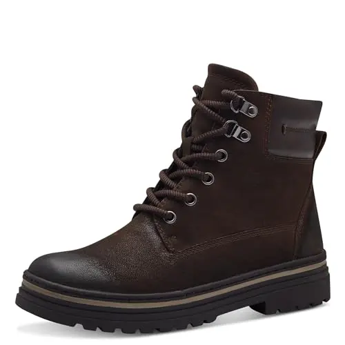 MARCO TOZZI Damen Flache Schnürstiefel mit Reißverschluss, Braun (Cafe Comb), Größe 38