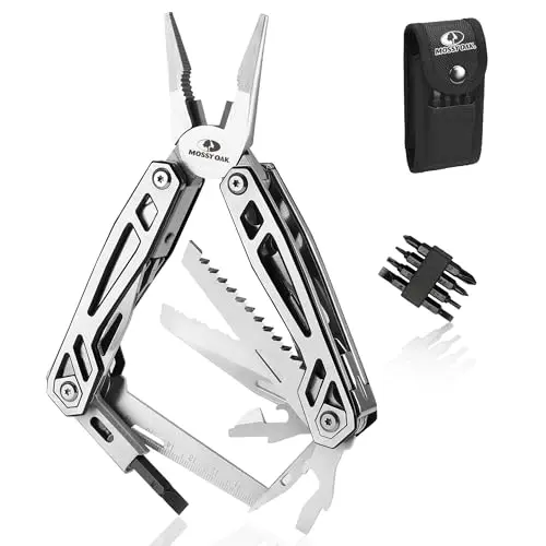Mossy Oak 21-in-1 Multifunktionszange – Multi-Tool für Camping, Wandern und Reparaturen, inkl. Tragetasche