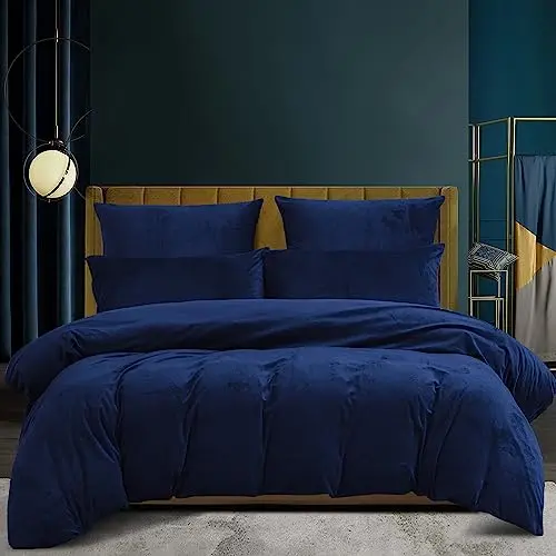 Flauschige Microfleece Bettwäsche 135x200 Blau Wendebettwäsche mit Reißverschluss