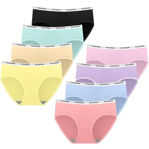 AYBUY Mädchen-Unterwäsche, 8er-Pack bequeme, atmungsaktive Slips für Jugendliche (16-18 Jahre)