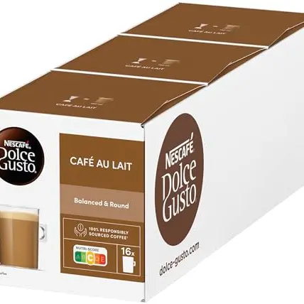 NESCAFÉ Dolce Gusto Café au Lait, 3er Pack (48 Kapseln mit cremigem Milchschaum)