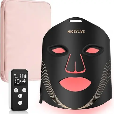 MICEYLIVE LED Gesichtsmaske mit 3 Modi und Fernbedienung, 400 LEDs, tragbare Reisetasche für Zuhause & Reisen