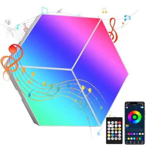 RGB Gaming Wandleuchte - 3er Set Rhombisch, Smart LED Lampe für Gamer Zimmer mit App und Musik Sync