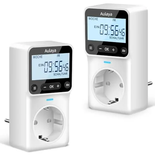 Digitale Zeitschaltuhr mit LCD-Display – 2er Pack, konfigurierte Programme für Innen, 3680W
