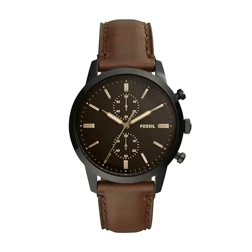 Fossil Townsman Herrenuhr, Chronograph, Leder- oder Edelstahlarmband, Hellbraun, 44mm