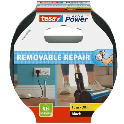 tesa extra Power Eco Repair Gewebeband, Schwarz, 10 m x 38 mm