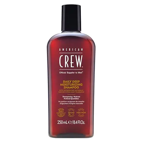 AMERICAN CREW Daily Deep Moisture Shampoo für Männer, 250 ml – veganes Shampoo mit Zitrus & Minze Duft, pflegt gesund aussehendes Haar