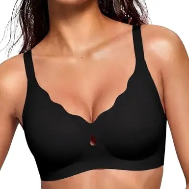 Damen BH ohne Bügel, bequem, nahtlos, Schwarz, Größe S